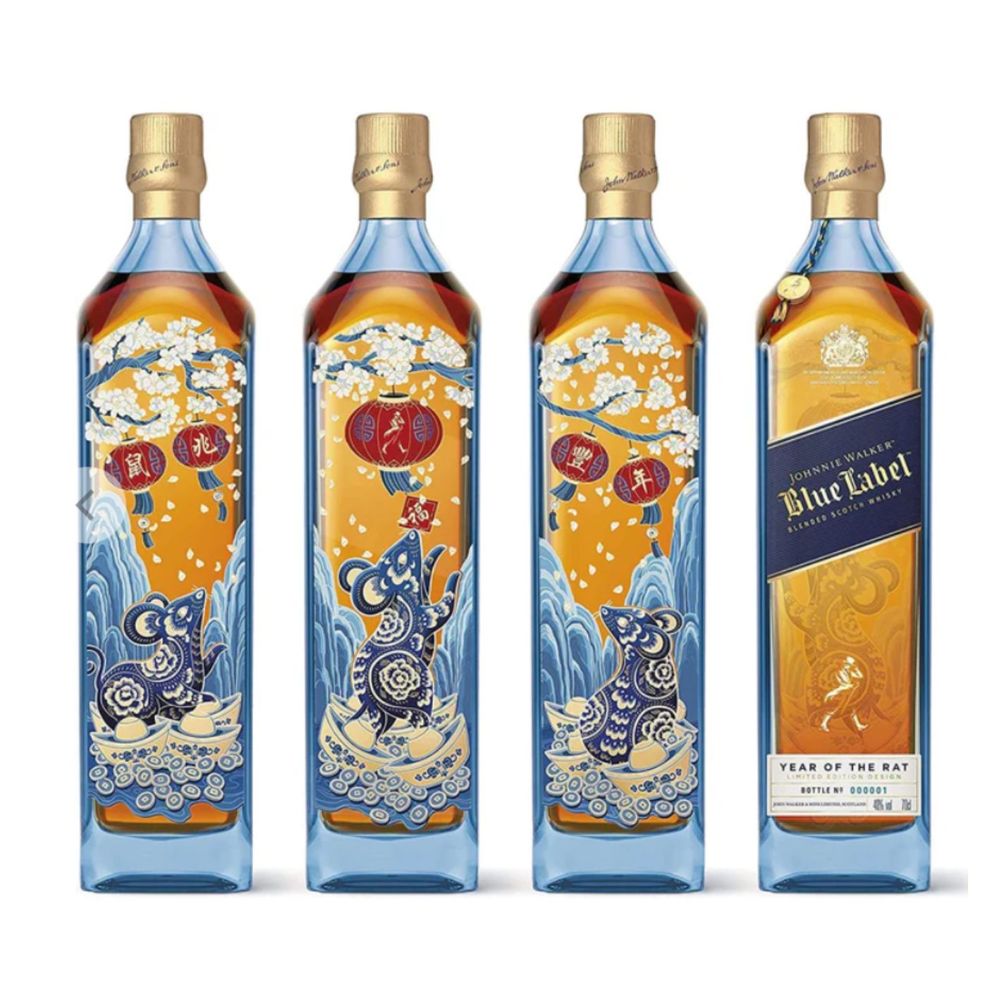 Johnnie Walker Blue Label Chinese New Year - Year of the Rat 2020 Limited Edition Design with Gift Box Blended Scotch Whisky 70cl